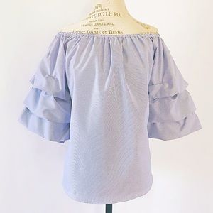 * FINAL PRICE * Stripe Off The Shoulder Top